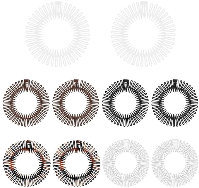 Dailygoods- Haarband 10 Stuks - Flexibele Plastic Zigzag - Antislip - Duurzaam - Trendy Retro - Diameter 11 cm - Haarklem