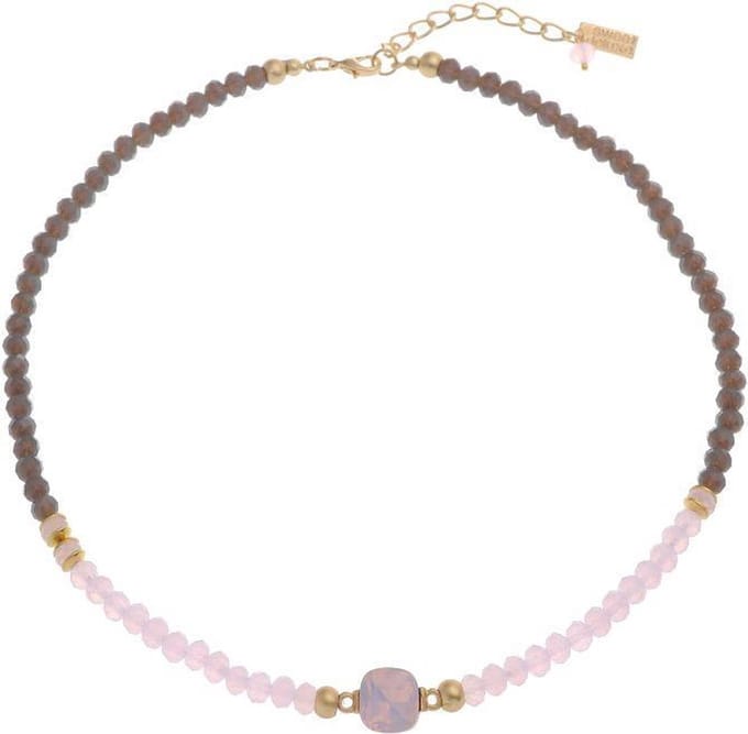 Behave Korte ketting met glaskralen 43 cm lengte + 7,5 cm verlengketting