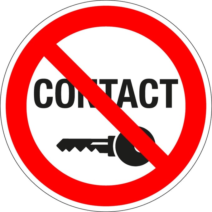 Verboden contact uitzetten sticker 150 mm
