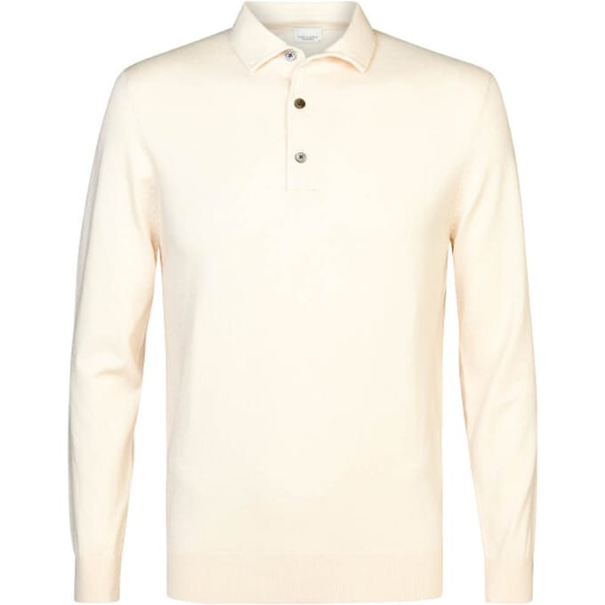 Profuomo Longsleeve Poloshirt Luxury Basic Off White - Maat S - Heren - Pullover