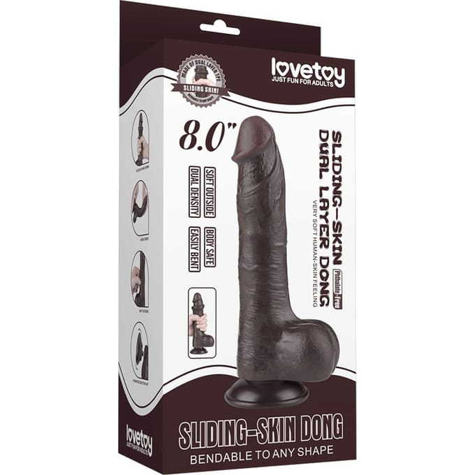 LoveToy - Aftrekbare dildo 20 cm (Ø 3,9 cm) - Zwart