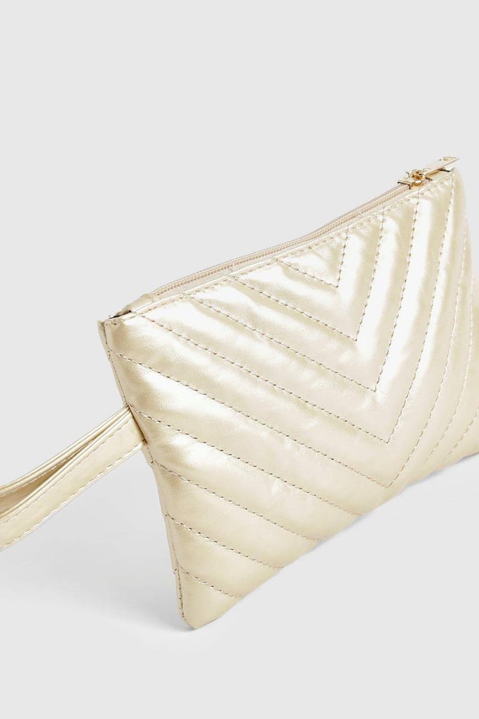 boohoo Dames Gequilte Basic Clutch Tas | Goud