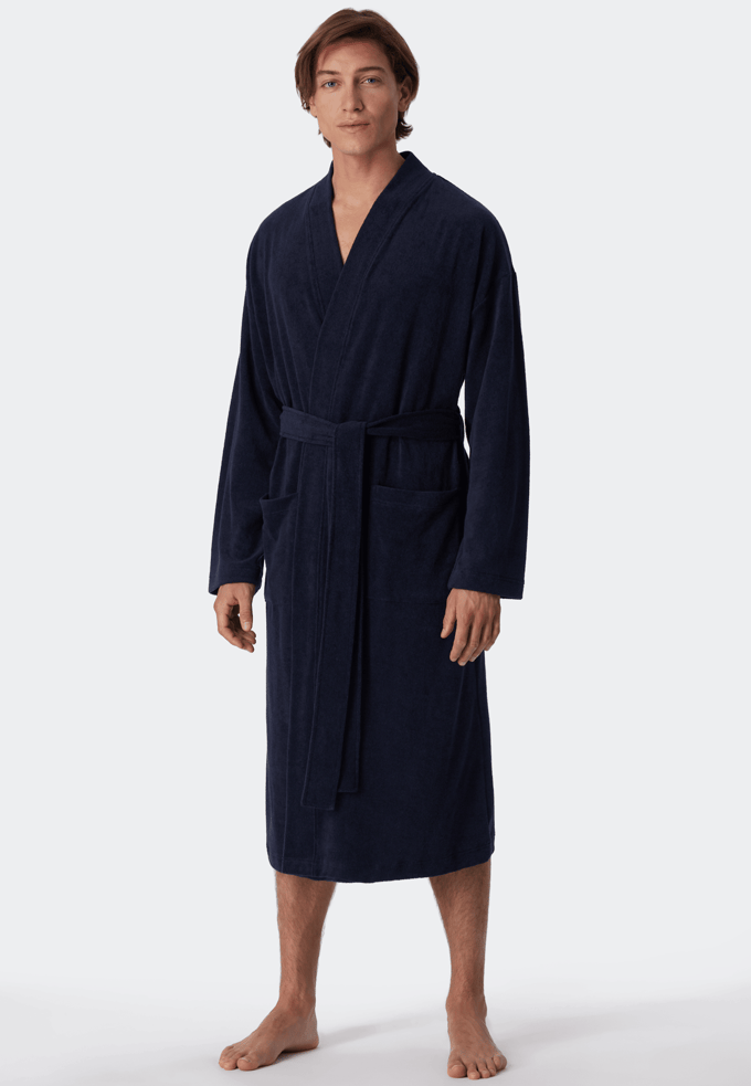 SCHIESSER Feather Terry Badjas - heren badjas - donkerblauw
