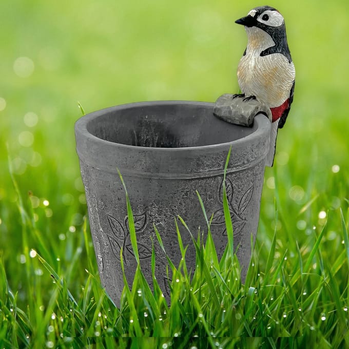 Pothanger Vogel Specht Inclusief Bloempot 13 x 12 cm