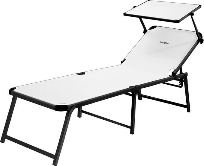 Ligstoel Marbella Hoog - Wit - Voor Buiten - Belastbaar tot 120 kg - Canvas