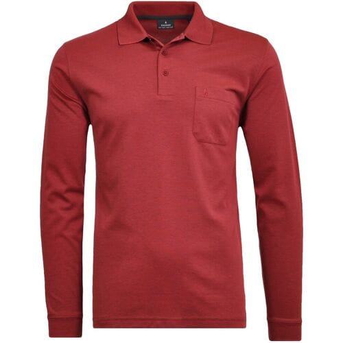 Ragman Softknit Polo Longsleeve Uni Breast Pocket Pepperoni / male