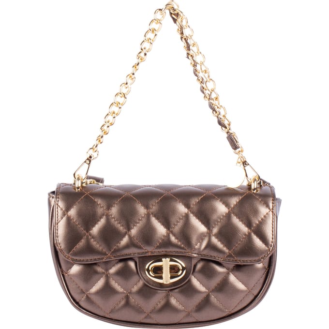 Faina Schoudertas in metallic look Dames DONKER GOUD