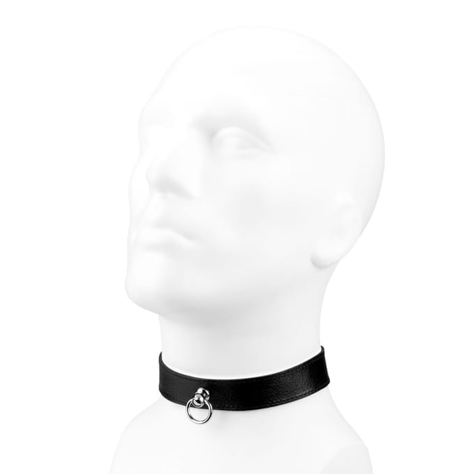 Rimba - Nappa Lederen Verstelbare Halsband Met Kleine O-Ring - Breedte 2.5 cm