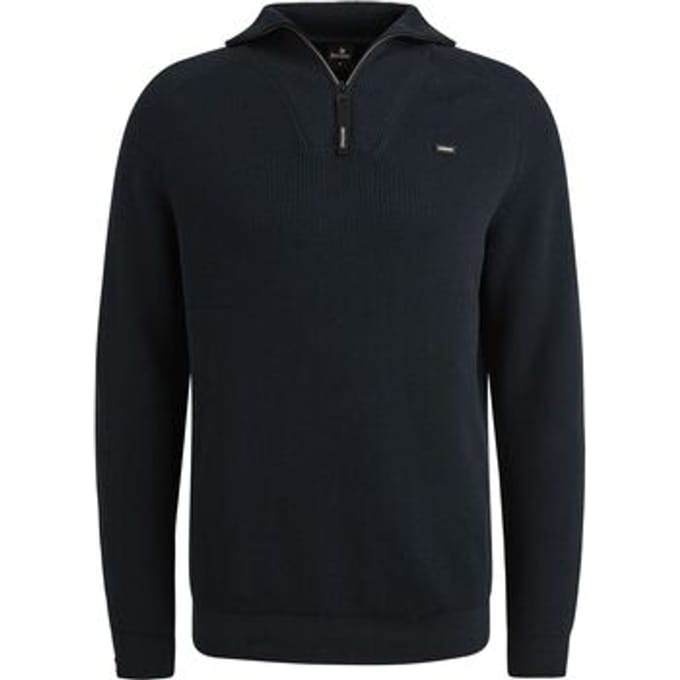 Sweaters Vanguard Trui Half Zip Structuur Rib Navy