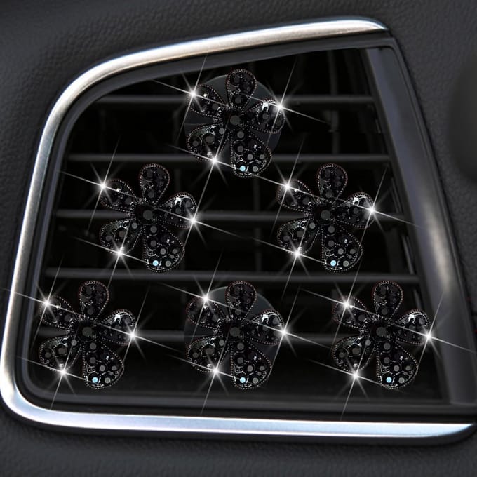 Set van 6 Zwarte Bloem Ventilatierooster Clips Auto Luchtverfrissers