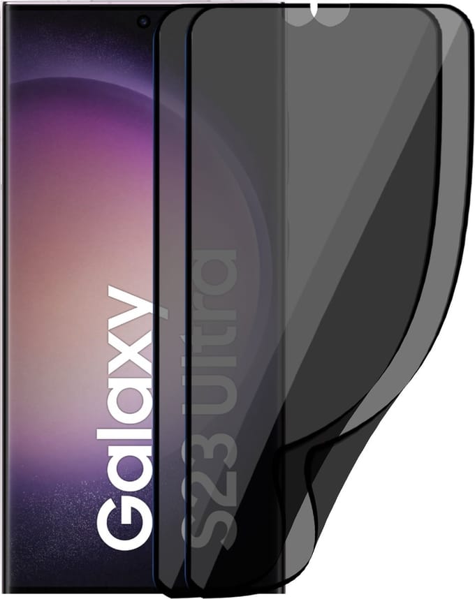 2x Privacy Screenprotector geschikt voor Samsung S23 Ultra - Privé Folie Screen Protector - Privacy Proteqt+