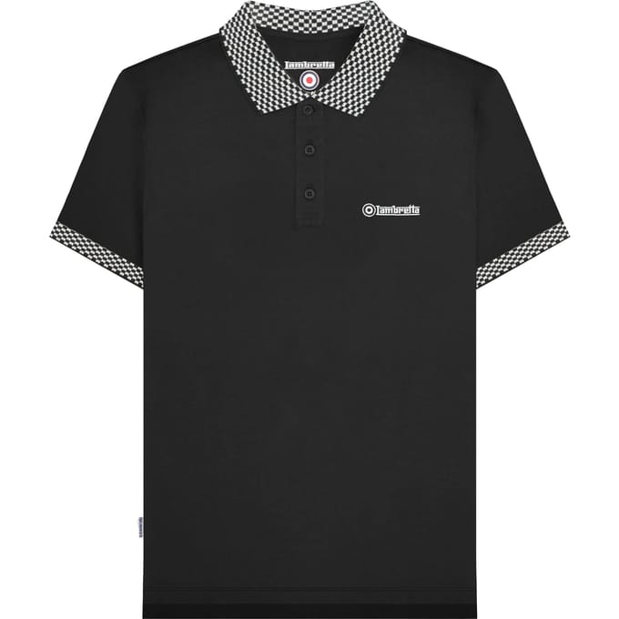 Lambretta Heren SS25 Tweekleurig Groot & Lang Poloshirt (Zwart)