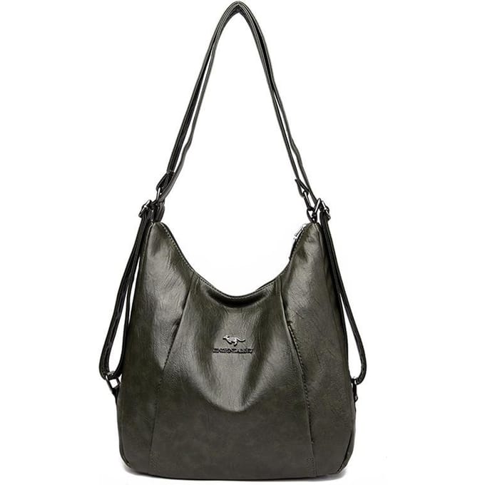 Sac à Bandoulière et Sac à Dos 2 Voies Style Designer pour Femme, Sac à Main en PU Grande Capacité pour Voyage Shopping vert