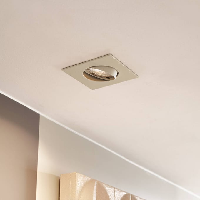 PRIOS inbouwlamp Fibur, beige, 9 cm, GU10
