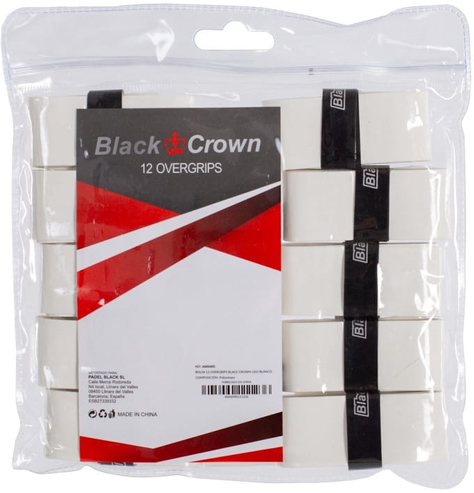 Bag 12 Black Crown Smooth Overgrips White