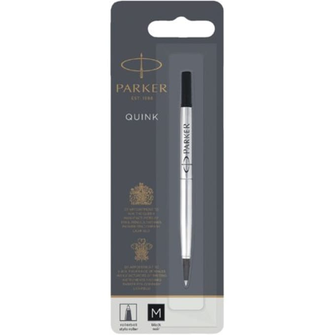 Rollerpenvulling parker quink medium zwart blister