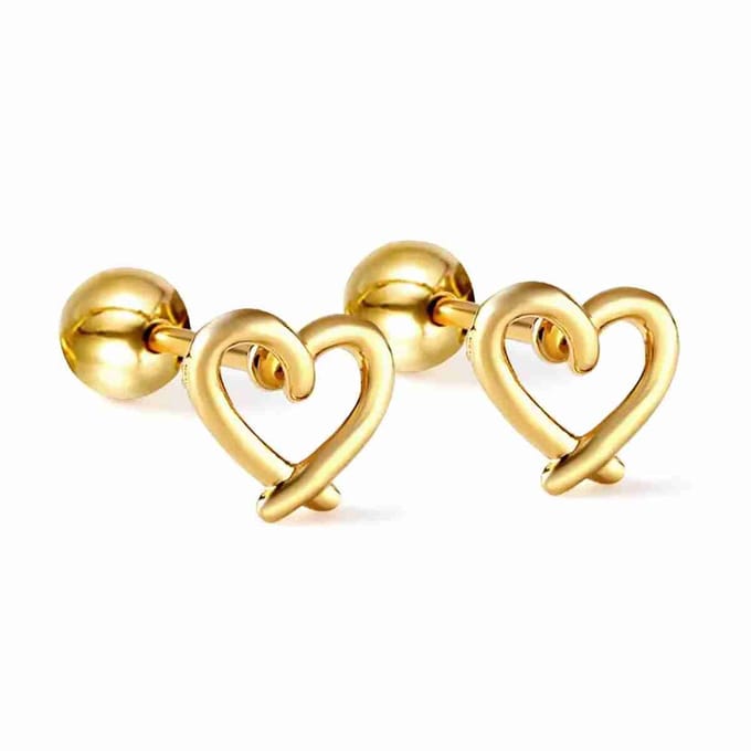 WeLoveSilver - Oorstekers - Goudkleurig - Open Hart - 6 mm