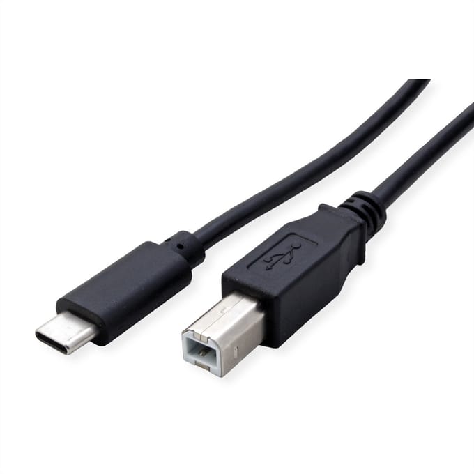 ROLINE USB2.0 Type C-kabel, C - B, M/M, zwart, 4,5 m