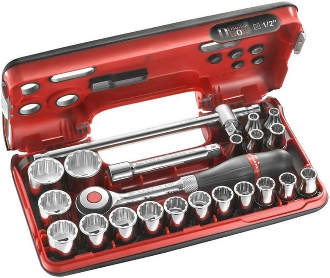 22-delige 1/2 inch Dopsleutelset, 12-kant, Roze - DBOX S.360DBOX412