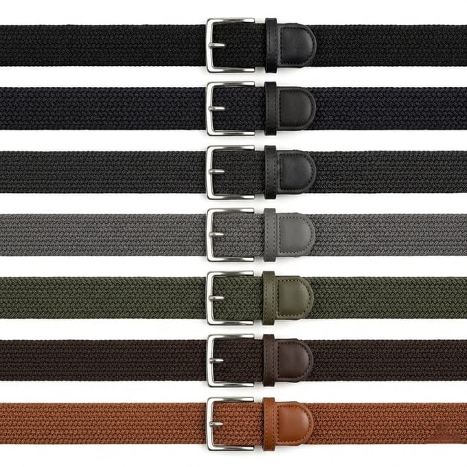 Safekeepers Elastische riem - 7 pak - dames , heren riem - riem elastiek - 3 x black, grey, army green, dark brown and cognac