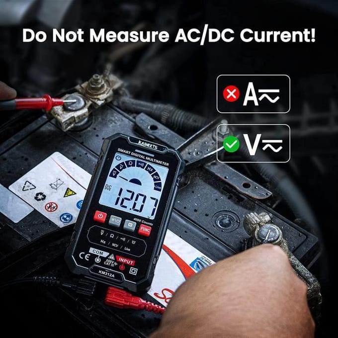 KAIWEETS TRMS Digitale Multimeter met Automatisch Bereik 4000 Counts, Multimeter, Voltmeter, Meetspanning, Continuïteit, Weerstand