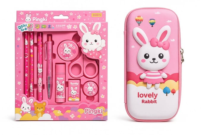 Afecto schrijfwaren set plus etui - konijn - Compact en lichtgewicht -