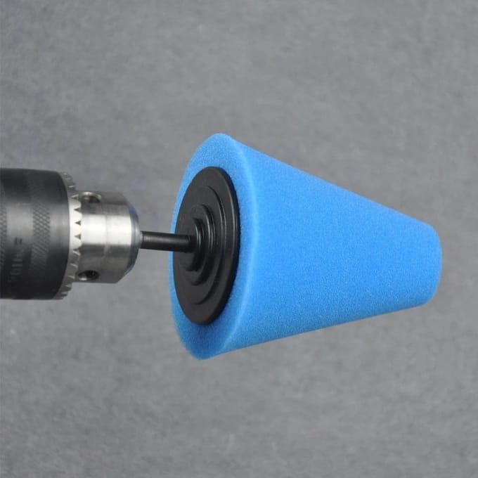 Cône de roue de polissage en éponge, 1 pièce, pour roues automobiles, utilisé pour perceuse électrique avec poignée, tête de meulage de vis bleu