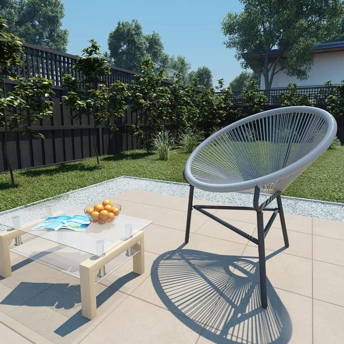 Tuinstoel - Outdoor stoel - Genieten van buiten - Waterdicht polyrotan - 44 cm zithoogte - Grijs