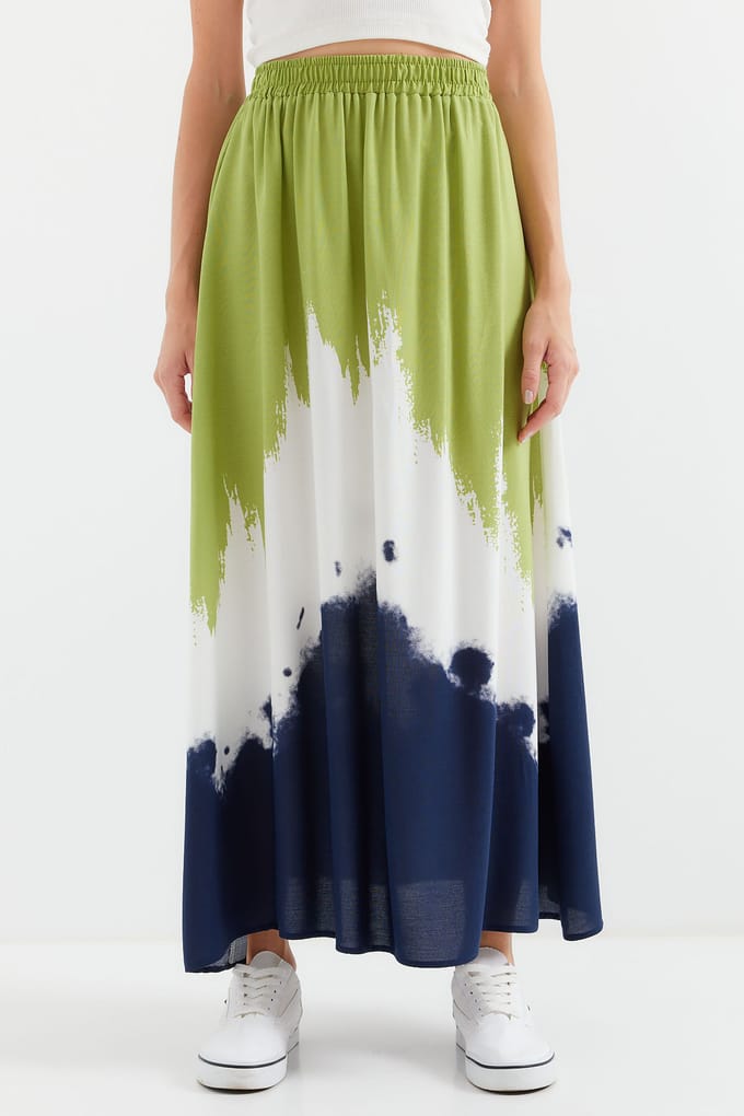 Gradient Maxi Rok met Elastische Taille