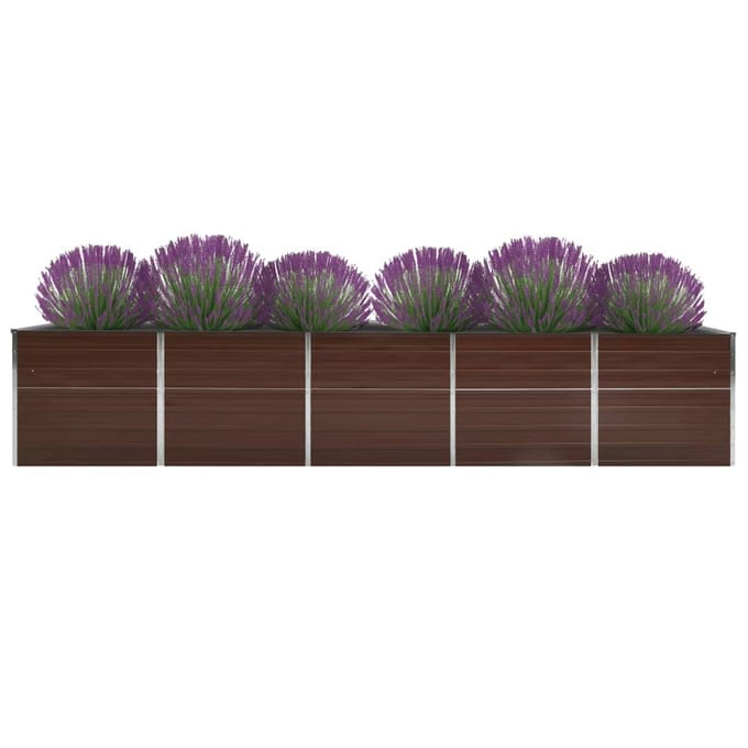vidaXL - Plantenbak - verhoogd - 400x80x77 - cm - gegalvaniseerd - staal - bruin