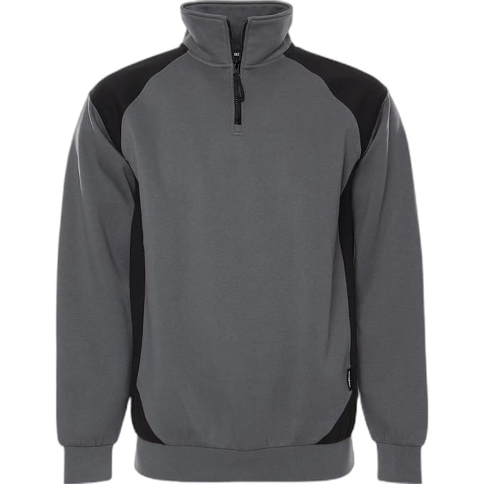 Fristads Sweater met korte rits 7048 GSM - Grijs/Zwart - M