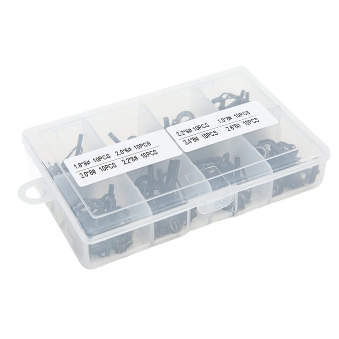 80 stuks Keramiek en Roestvrij Staal Hengel Onderdeel Topogen Geleideogen Ring Kit Set wit