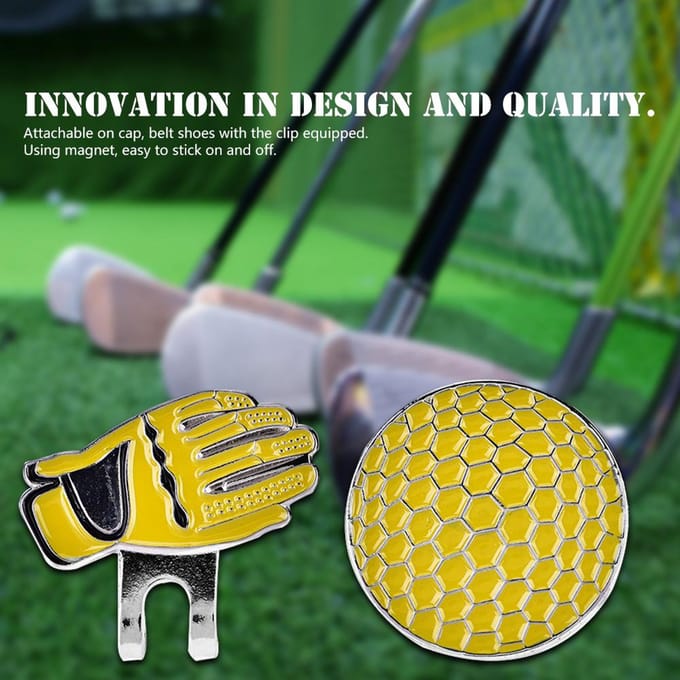 Draagbare Mini Roestvrij Staal Handschoen Magnetische Golf Hoed Clip met Bal Marker (Geel) gray