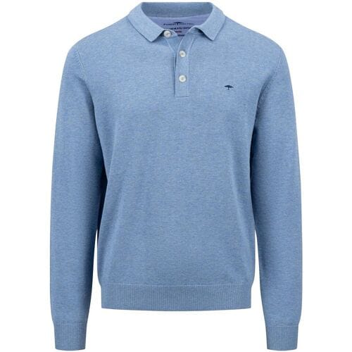 Fynch-Hatton Trui Polo Collar Longsleeve Superfine Cotton Cloud Blue / male