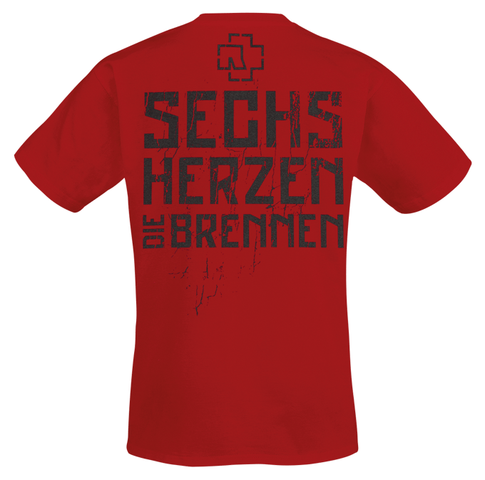 Rammstein T-shirt - 6 Herzen - S tot XXL - voor Mannen - rood