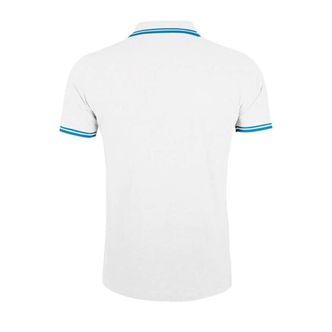 SOLS Heren Pasadena Poloshirt (Wit/Aqua)