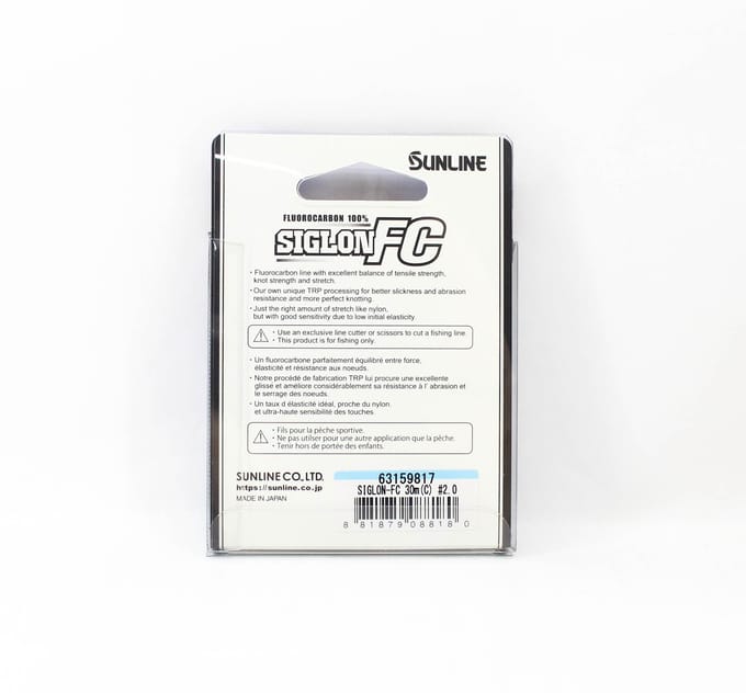 Sunline Fluorocarbon Leader Siglon FC 100% 30m 10lb Diameter 0.265mm (8180) schoon