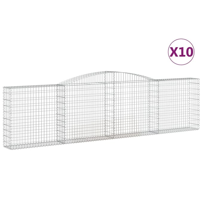 vidaXL - Schanskorven - 10 - st - gewelfd - 400x30x100/120 - cm - ijzer