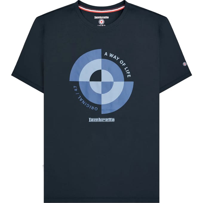 Lambretta Heren Target Kwadrant Groot & Lang T-Shirt (Marine)