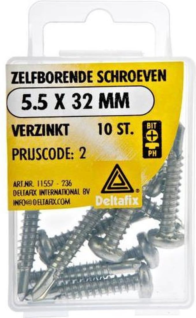 5.5x32mm zelfborende schroef verzinkt 10st