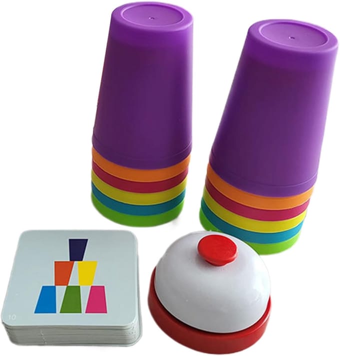 Nestbakjes spel - Bekers stapelen - Motorische vaardigheden - Interactief leerontwerp - 21 x 15 cm - Multicolor
