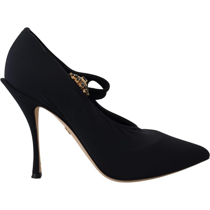Dolce & Gabbana Zwarte Sokken Stretch Kristallen Hakken Dames Schoenen