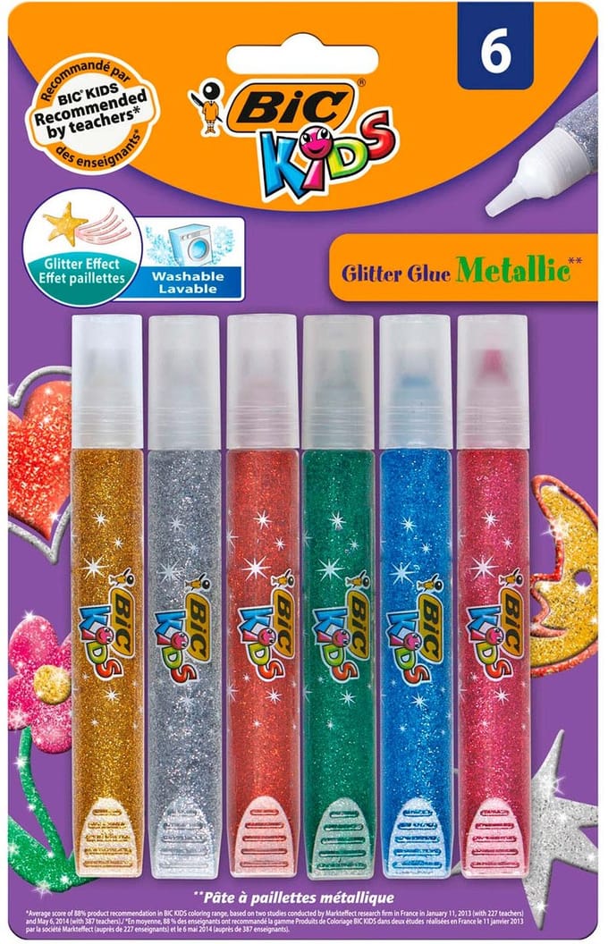 Creatieve activiteiten met 6 glitterstickers BIC