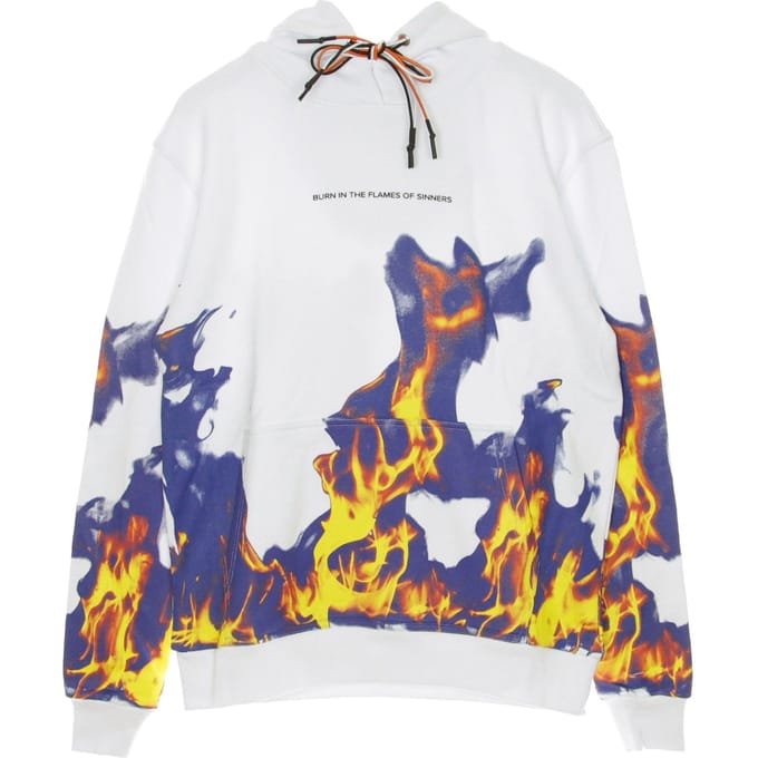 Lichtgewicht herensweatshirt met capuchon Multi Flames Wit