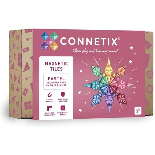 CONNETIX - Magnetisch Tegels - Pastel Geometrie Pakket - 40 Stuks - Magnetisch Speelgoed