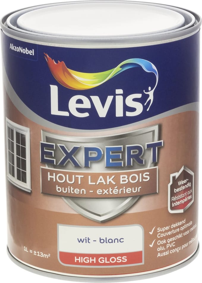 Levis - Expert Hout Lak Buiten High Gloss - Wit - 1 L