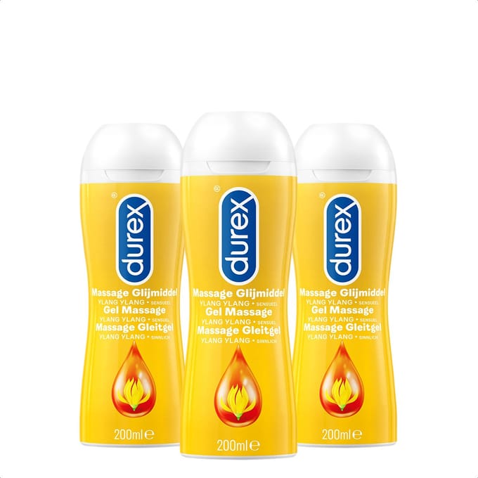 Durex Massage Olie en Glijmiddel 2-in-1 - Sensual met Ylang Ylang - 200ml x3