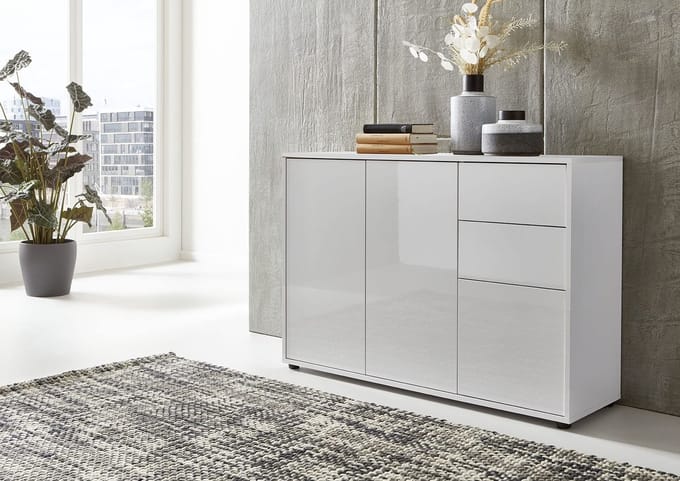 Dailygoods- Commode Hoogglans Wit - Dressoir - Ladekast - Sideboard - Modern Italiaans Design - Hoogwaardige Afwerking