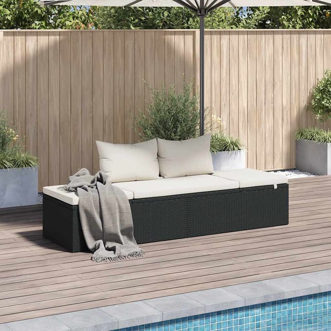 vidaXL - Tuinbed - 195x60 - cm - poly - rattan - zwart