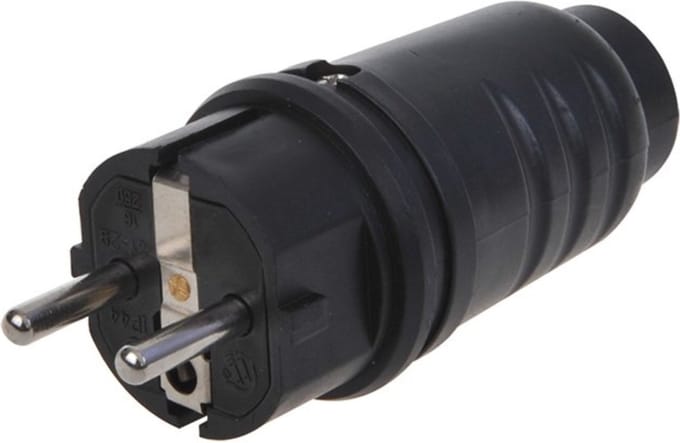 ProPlus Schuko stekker - geaard en slagvast - 230V - IP44 - zwart